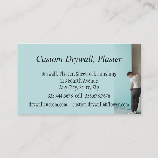 Drywall, Plaster, Sheetrock Finishing Business Car Business Card (Front)