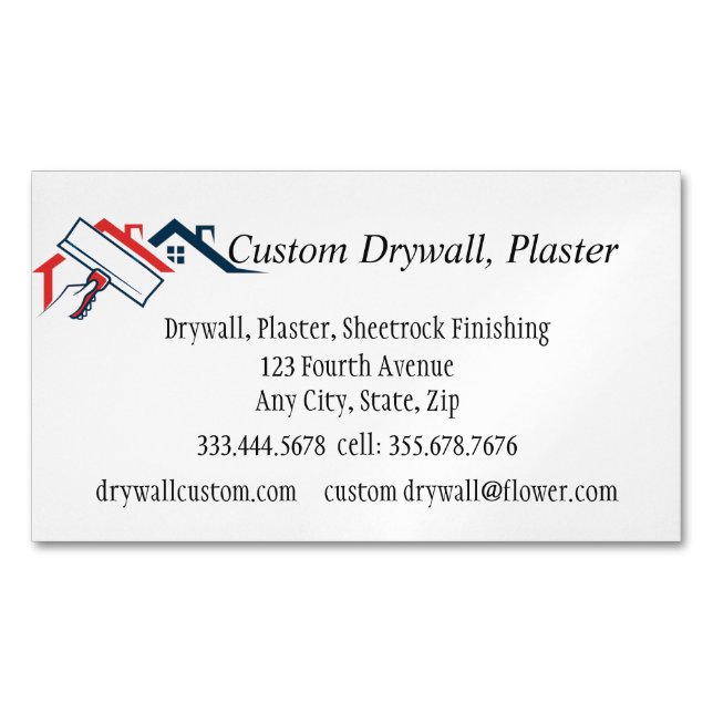 Drywall, Plaster, Sheetrock Finishing  Business Card Magnet (Front)
