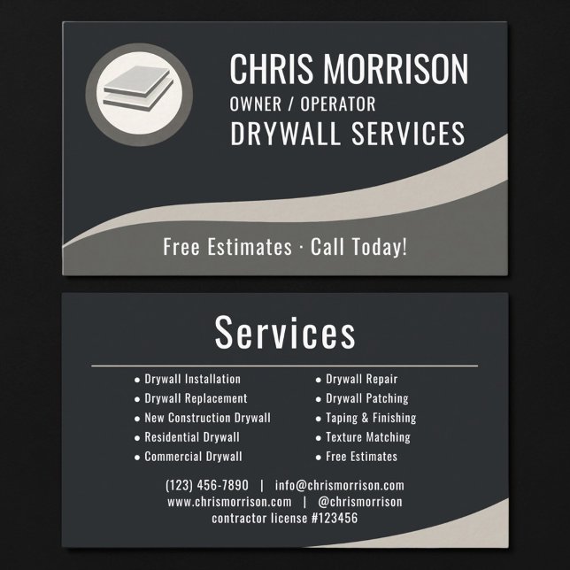Drywall Services Professional Business Card (Creator Uploaded)