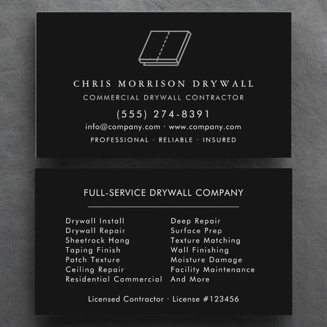 Drywall Sheetrock Finishing Company Business Card (Creator Uploaded)