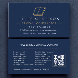 Drywall Sheetrock Plaster QR Code Business Card
