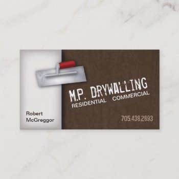Drywalling Business Card - Trowel & Brown Texture by OLPamPam at Zazzle