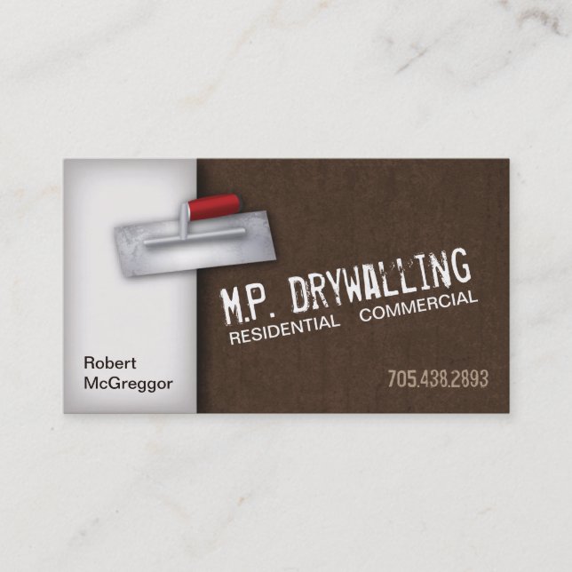 Drywalling Business Card - Trowel & Brown Texture (Front)