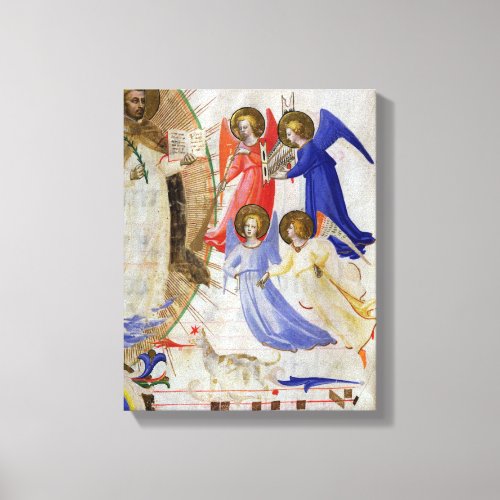 ds 558 f67v St Dominic with four musical angels Canvas Print