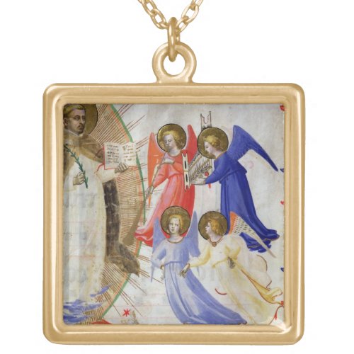 ds 558 f67v St Dominic with four musical angels Gold Plated Necklace