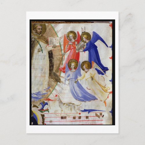 ds 558 f67v St Dominic with four musical angels Postcard