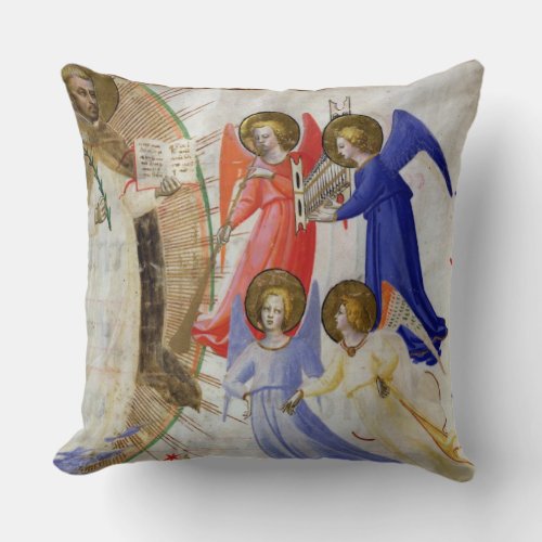 ds 558 f67v St Dominic with four musical angels Throw Pillow