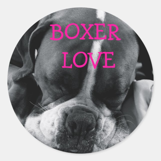 DSC00168, BOXER  LOVE CLASSIC ROUND STICKER (Front)