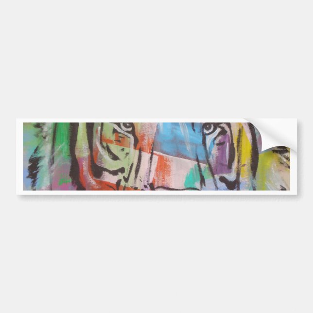 DSC00414.jpg Bright Colorful Tiger face Bumper Sticker (Front)