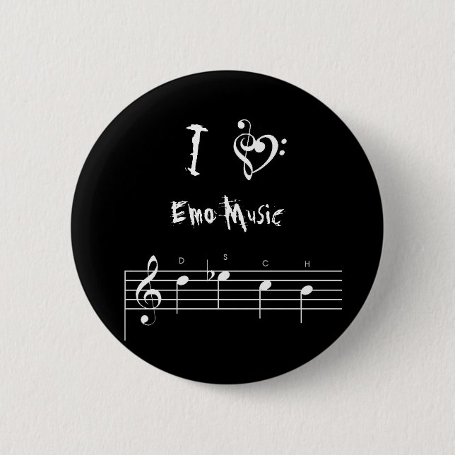 dsch, treblebassheart, I, Emo Music Pinback Button (Front)