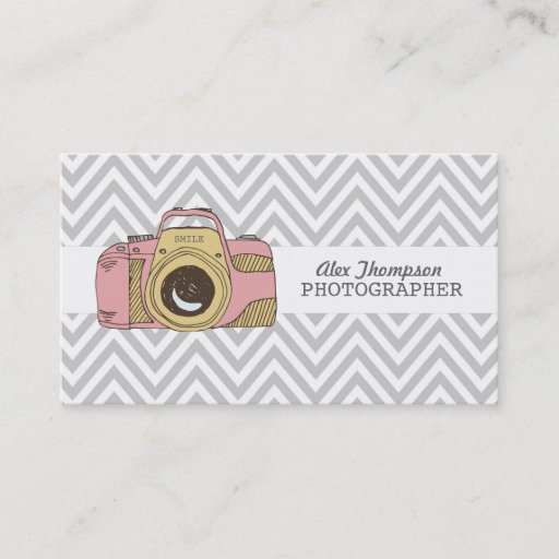 Customizable DSLR Camera Chevron Photographer Business Cards