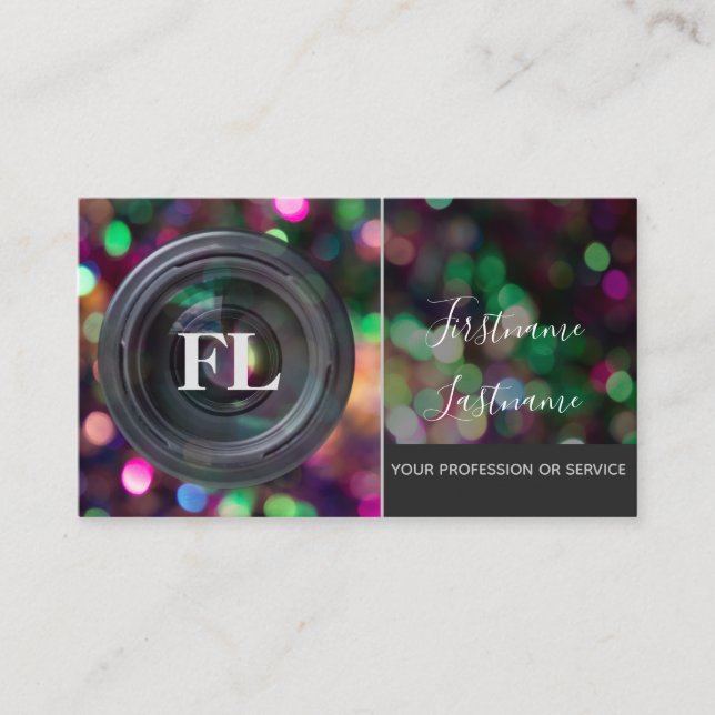 DSLR Camera lenses for Photographers Videographers Business Card (Front)