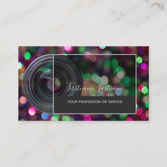 DSLR Camera lenses for Photographers Videographers Business Card (Front)