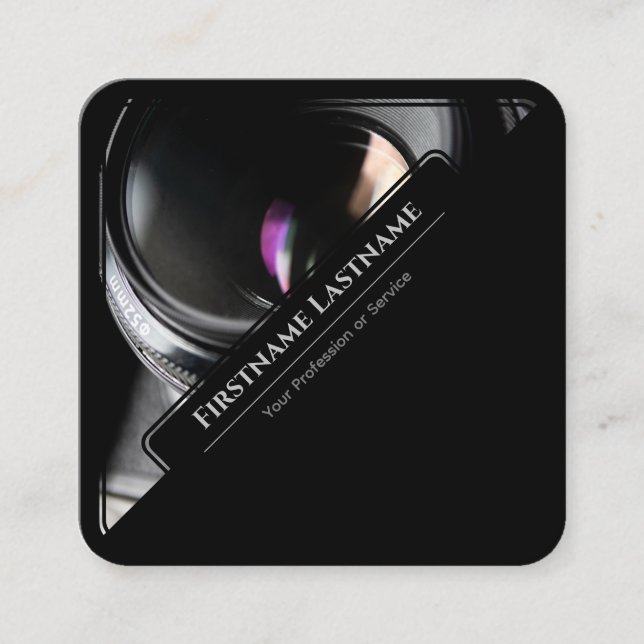DSLR Camera lenses for Photographers Videographers Square Business Card (Front)