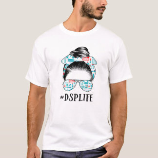 DSP Life Cute Messy Bun And Glasses Nurse Mother's T-Shirt