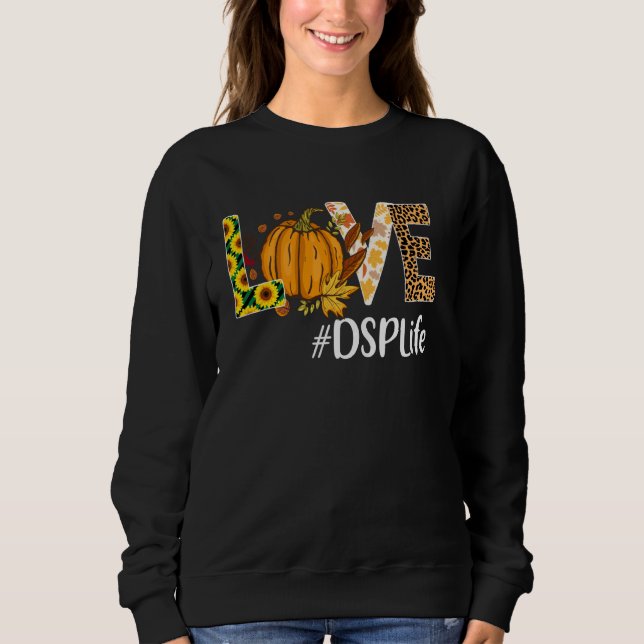 Dsp Love Fall Pumpkin Leopard Halloween Autumn Sweatshirt (Front)