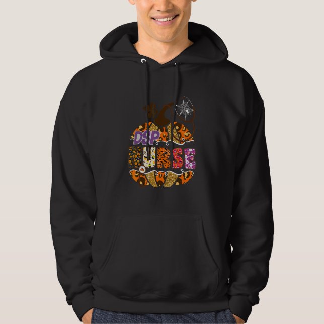 Dsp Nurse Halloween Pumpkin Leopard Direct Support Hoodie (Front)