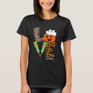 DSP Nurse Leopard Pumpkin Halloween Love Nurse Lif T-Shirt