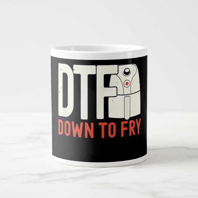DTF Dowl to fry| Chicken Retro Gift Giant Coffee Mug (Front)