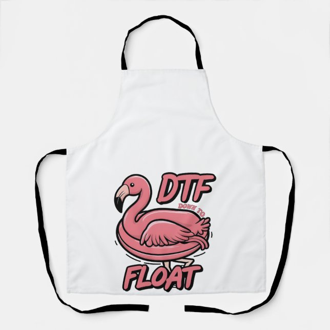 Dtf Down to Float Funny Summer Flammingo Bird  Apron (Front)