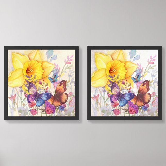 Dual Blooms: Strength in Harmony Wall Art Sets (Front)