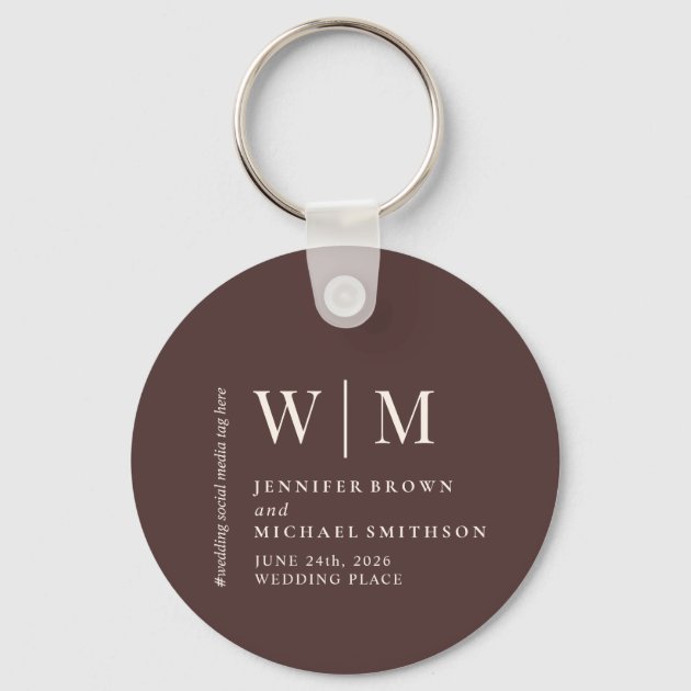 Dual Chocolate Brown Beige Formal Event Wedding Keychain