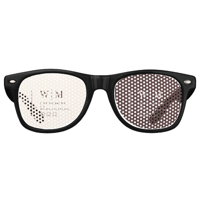Dual Chocolate Brown Beige Formal FunWedding Retro Sunglasses (Front)