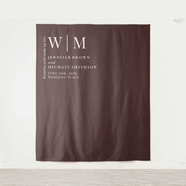 Dual Chocolate Brown Beige Formal simple Wedding Tapestry