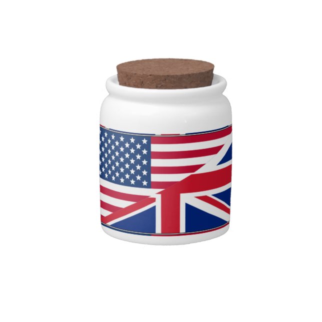 Dual Citizen American & British Flag Candy Jar (Front)