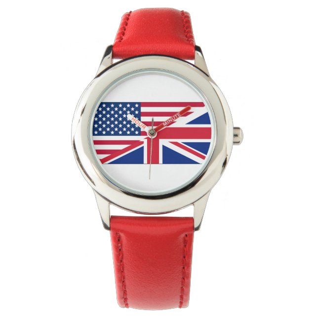 Dual Citizen American British Flag Kids Watch (Front)