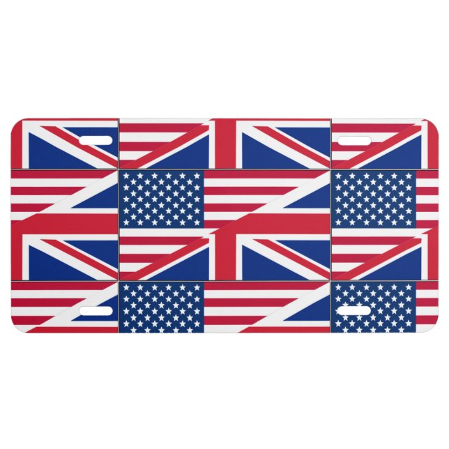Dual Citizen American & British Flag License Plate (Front)