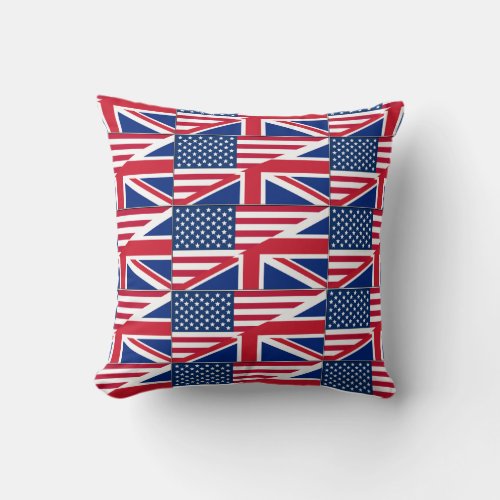 Dual Citizen American British Flag Throw Pillow