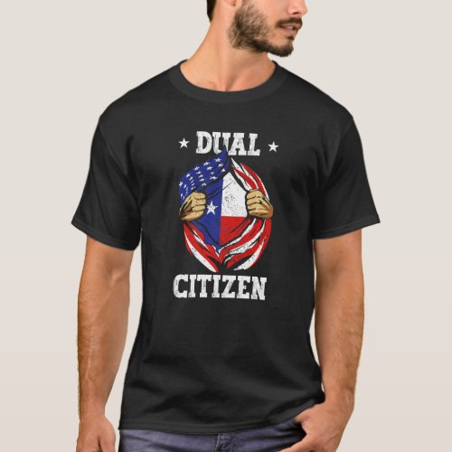 Dual Citizen Texas Pride Usa And Texas Flag Texan  T_Shirt