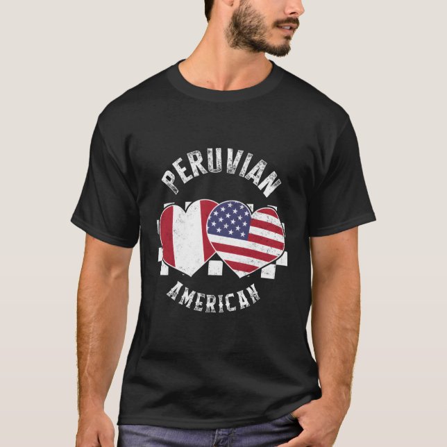 Dual Citizenship Peruvian American Peru Usa Flag H T-Shirt (Front)