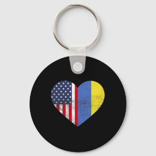 Dual Citizenship Usa Ukraine Heart American Ukrain Keychain
