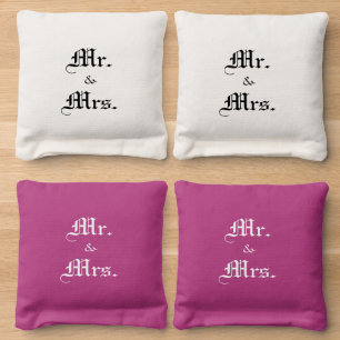 Dual Color Cornhole Bags with Mr and Mrs Design