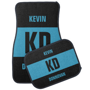 Dual Color custom name & monogram car floor mats