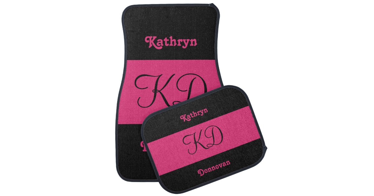 Dual Color Custom Name Monogram Car Floor Mats Zazzle Com