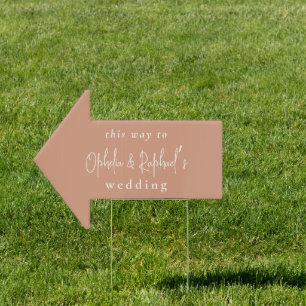Dual Color This Way Wedding Terracotta Cream Arrow Sign