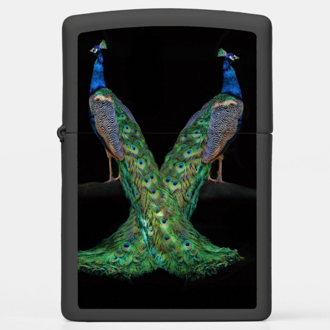 Dual Colorful Peacock Zippo Lighter (Front)