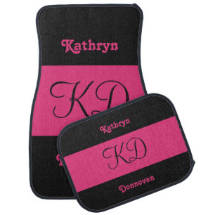 Dual Colour custom name & monogram car floor mats