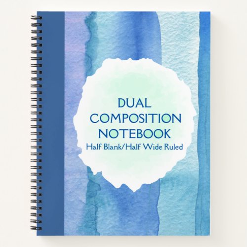 DUAL COMPOSITION BLUE HALF BLANKWIDE RULED  NOTEBOOK