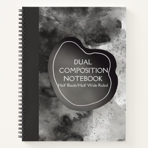DUAL COMPOSITION GRAY HALF BLANKWIDE RULED  NOTEBOOK