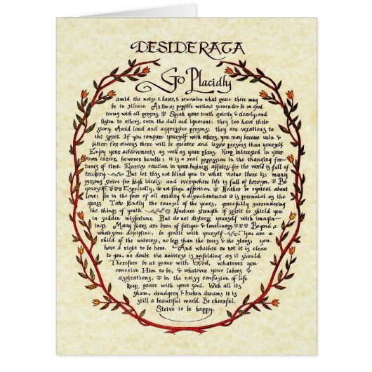 Dual Desiderata Greeting Card/Print 8x11 Cards (Front)