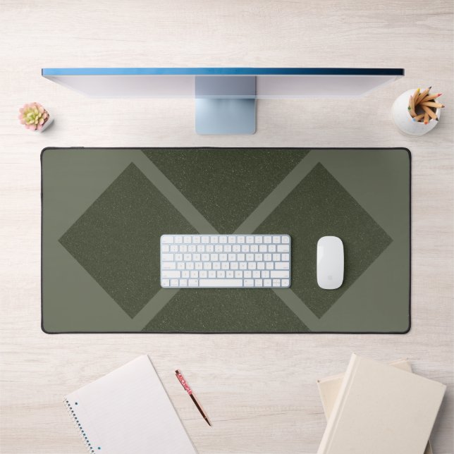 Dual Diamond Moss Green Desk Mat – Customizable (Office 1)