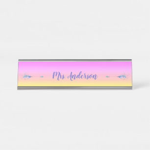 Dual Feathered Boho Arrows Personalized Desk Name  Plate