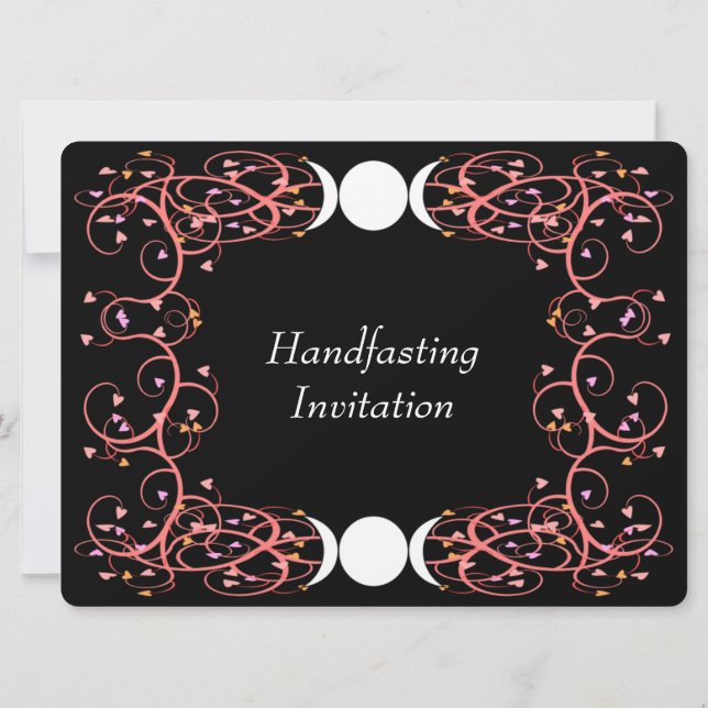 Dual Goddess Lesbian Wiccan Handfasting Invitation (Back)