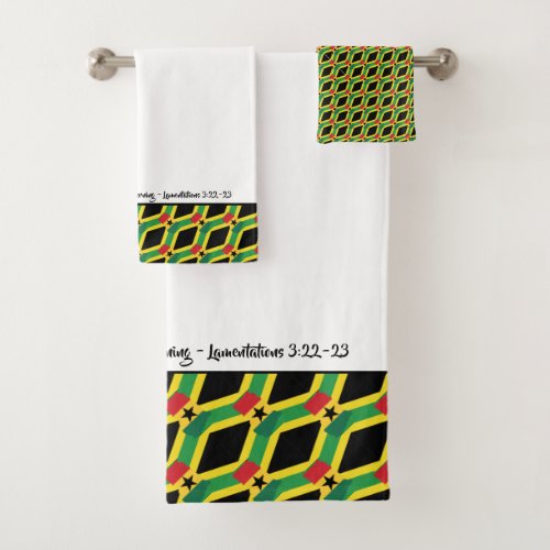 Dual Heritage  GHANA JAMAICA FLAG  Customizable Bath Towel Set