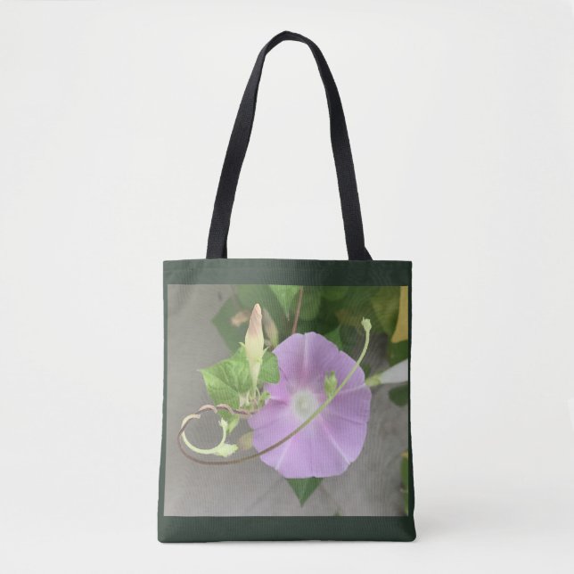 Dual-Image Flower and Tendril Morning Glory Tote Bag (Front)