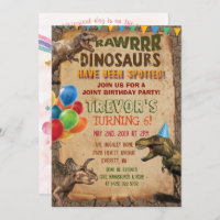 DUAL INVITE - Unicorn and Dinosaur Birthday Invite